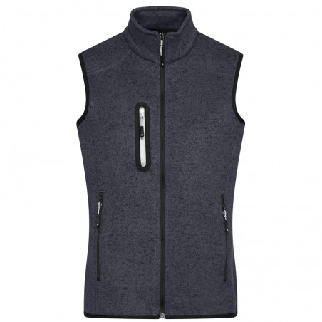 Knitted fleece vest with stand-up collar