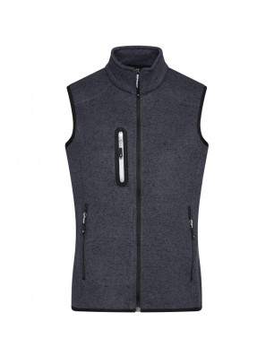 Knitted fleece vest with stand-up collar