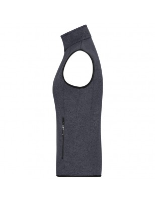 Knitted fleece vest with stand-up collar