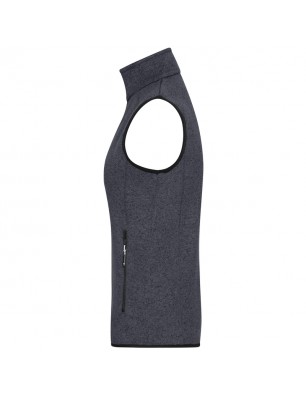 Knitted fleece vest with stand-up collar