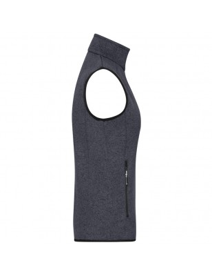 Knitted fleece vest with stand-up collar