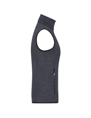 Knitted fleece vest with stand-up collar