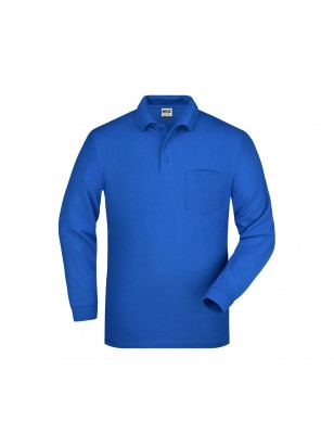 Mens long-sleeved polo shirt with breast pocket