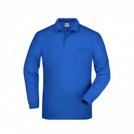 Mens long-sleeved polo shirt with breast pocket