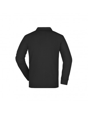 Durable, easy care long-sleeved poloshirt with breast pocket