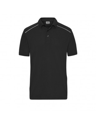 Hard-wearing and easy-care polo shirt with contrasting piping